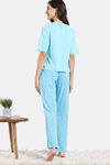 Zivame Pixel Play Knit Cotton Pyjama Set - Blue Radiance — thumbnail 5